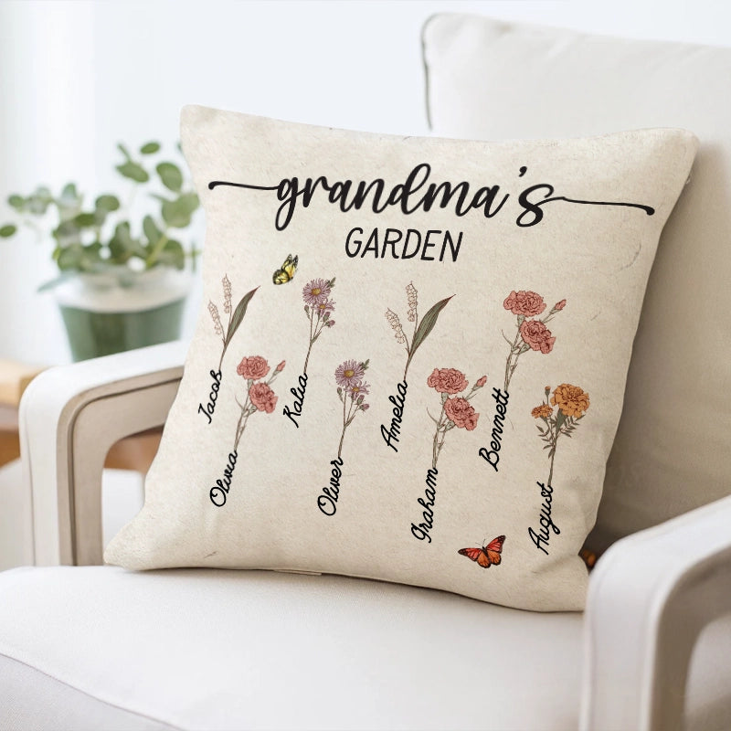 Grandma's Garden - Birthday, Loving Gift For Grandma, Nana, Gigi - Personalized Pillow