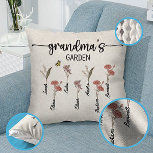 Grandma's Garden - Birthday, Loving Gift For Grandma, Nana, Gigi - Personalized Pillow