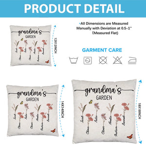Grandma's Garden - Birthday, Loving Gift For Grandma, Nana, Gigi - Personalized Pillow