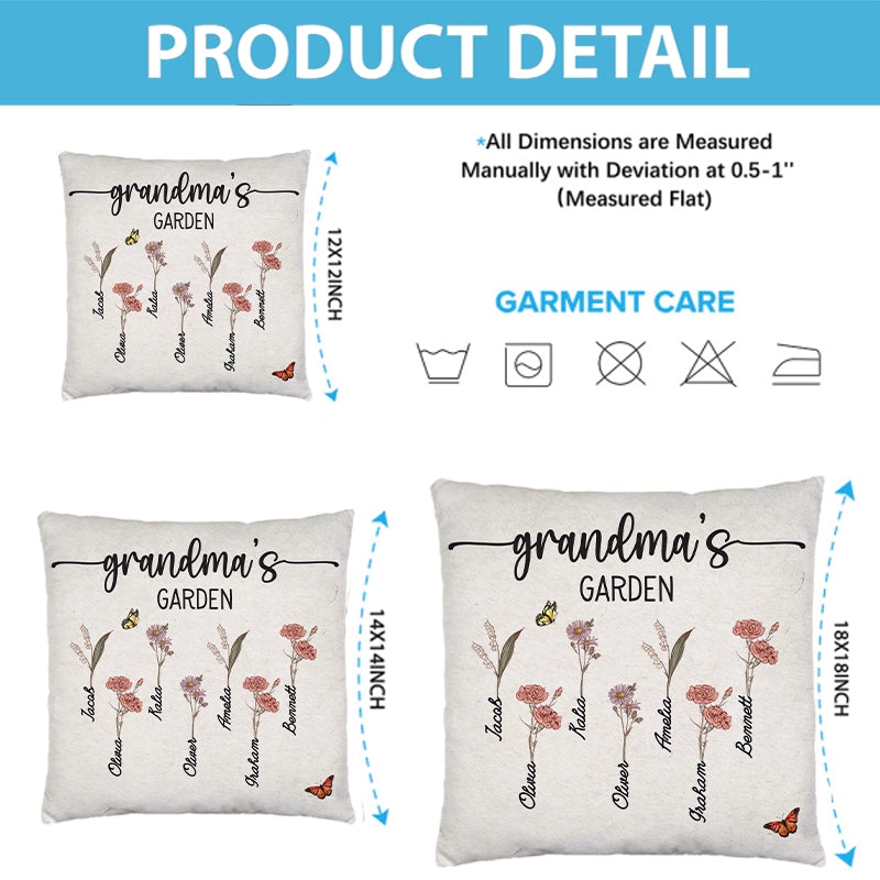 Grandma's Garden - Birthday, Loving Gift For Grandma, Nana, Gigi - Personalized Pillow
