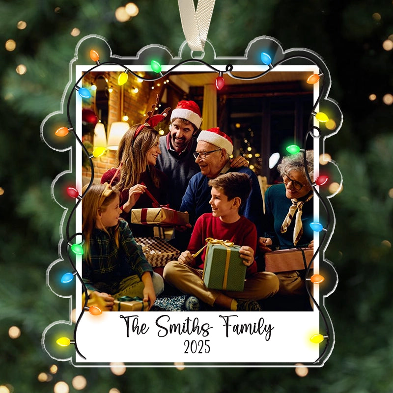 Family Custom Photo - Christmas Light - Personalized Acrylic Ornament