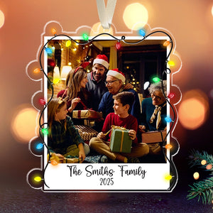Family Custom Photo - Christmas Light - Personalized Acrylic Ornament