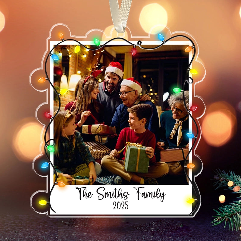 Family Custom Photo - Christmas Light - Personalized Acrylic Ornament