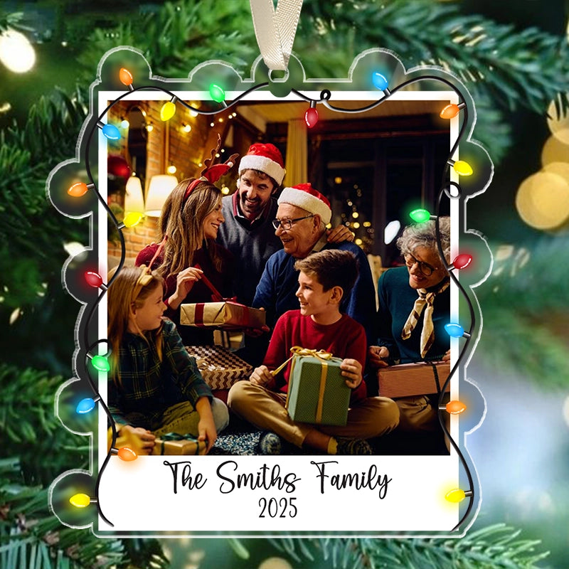 Family Custom Photo - Christmas Light - Personalized Acrylic Ornament