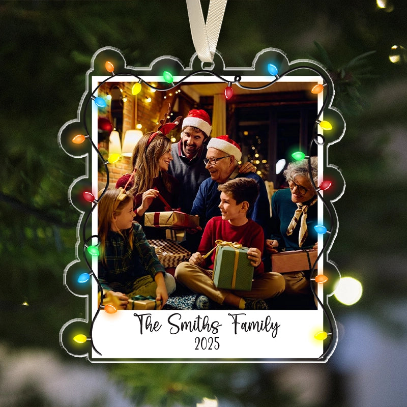 Family Custom Photo - Christmas Light - Personalized Acrylic Ornament