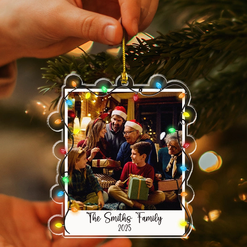 Family Custom Photo - Christmas Light - Personalized Acrylic Ornament