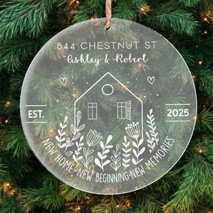 New Home, New Beginning - Gift For Couples - Personalized Frosted Acrylic Ornament