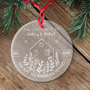 New Home, New Beginning - Gift For Couples - Personalized Frosted Acrylic Ornament