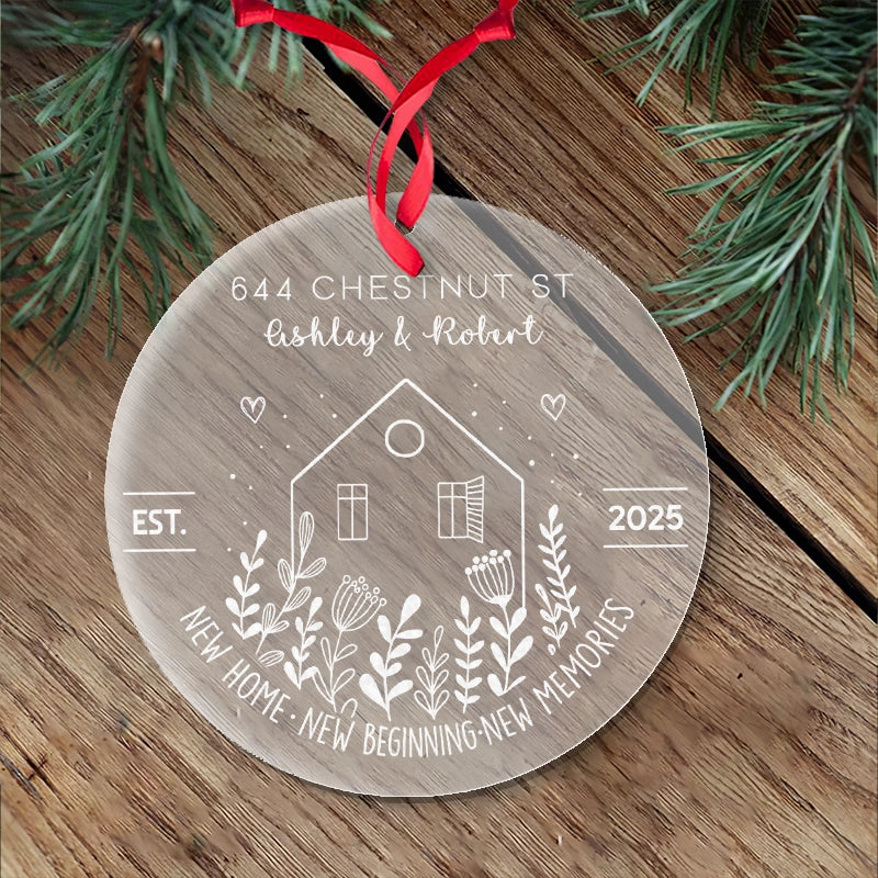 New Home, New Beginning - Gift For Couples - Personalized Frosted Acrylic Ornament