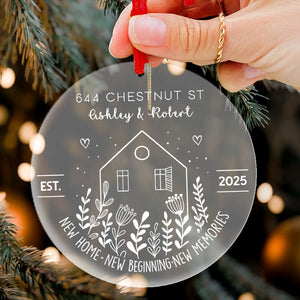 New Home, New Beginning - Gift For Couples - Personalized Frosted Acrylic Ornament