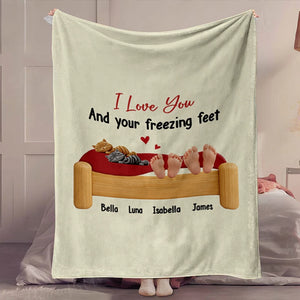 Funny Family Freezing Feet - Gift For Couples, Family - Personalized Blanket