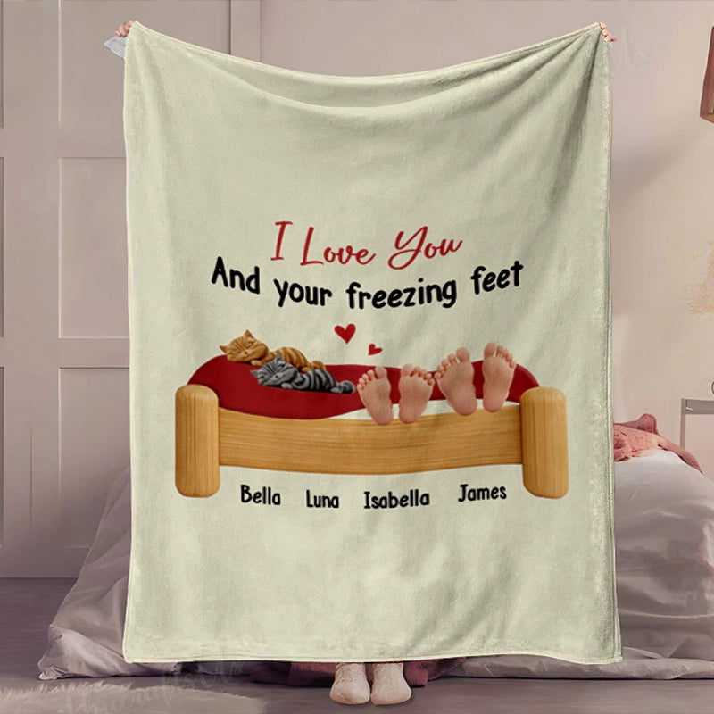 Funny Family Freezing Feet - Gift For Couples, Family - Personalized Blanket