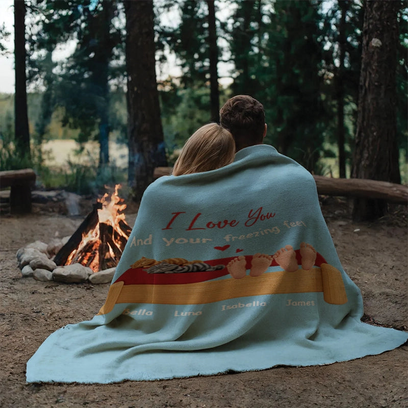 Funny Family Freezing Feet - Gift For Couples, Family - Personalized Blanket