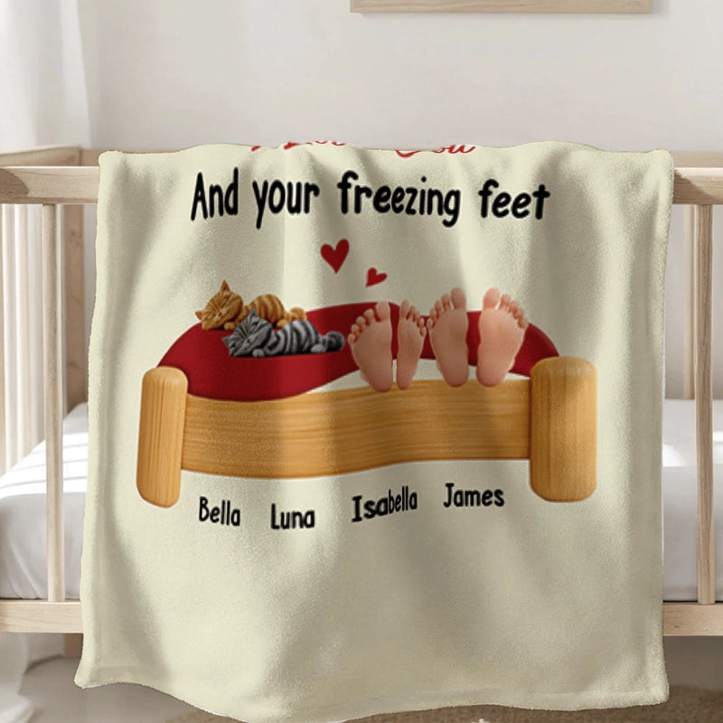 Funny Family Freezing Feet - Gift For Couples, Family - Personalized Blanket