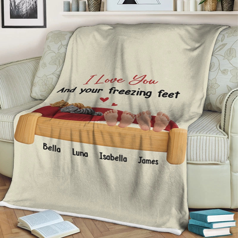 Funny Family Freezing Feet - Gift For Couples, Family - Personalized Blanket