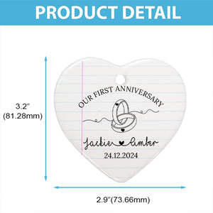 Our First Anniversary Chapter - Gift For Couples - Personalized Heart Ceramic Ornament