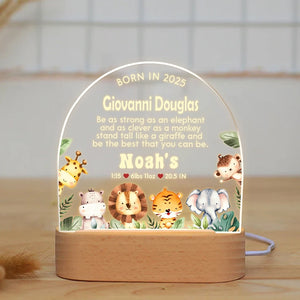 Animal Baby Birth Stats - Personalized LED Light