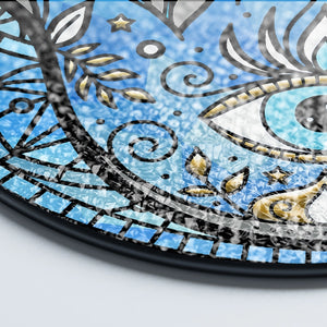 Colorful Hamsa Hand Evil Eye - Spiritual Good Luck - Personalized Stained Glass Suncatcher