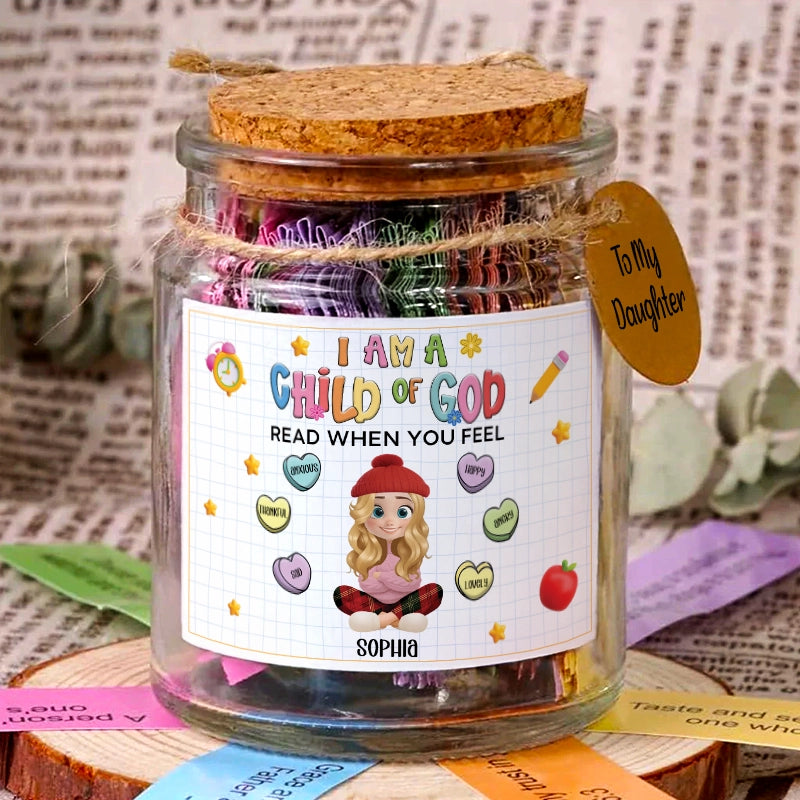 I Am A Child Of God - Encouraging Christian Gift, Hallow Grace Scripture Jar, Birthday - Personalized Bible Verse Jar