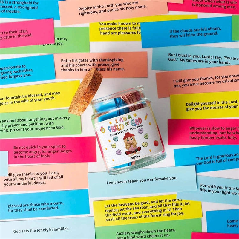 I Am A Child Of God - Encouraging Christian Gift, Hallow Grace Scripture Jar, Birthday - Personalized Bible Verse Jar