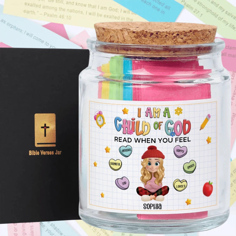I Am A Child Of God - Encouraging Christian Gift, Hallow Grace Scripture Jar, Birthday - Personalized Bible Verse Jar
