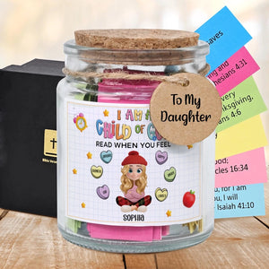 I Am A Child Of God - Encouraging Christian Gift, Hallow Grace Scripture Jar, Birthday - Personalized Bible Verse Jar