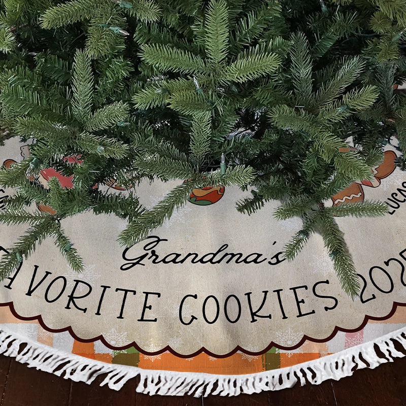 Grandma's Favorite Cookies - Christmas Gift For Grandma - Personalized Christmas Tree Skirt