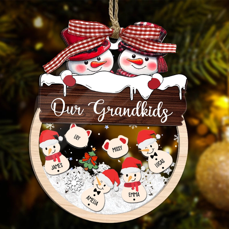 Our Grandkids Snowmans - Gift For Grandparents - Personalized 3-Layered Shaker Ornament