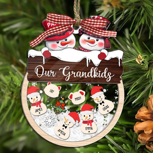 Our Grandkids Snowmans - Gift For Grandparents - Personalized 3-Layered Shaker Ornament