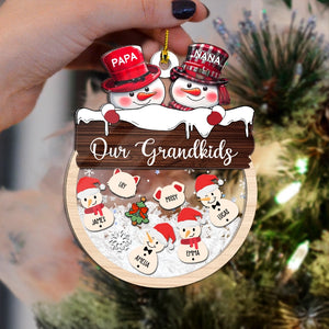 Our Grandkids Snowmans - Gift For Grandparents - Personalized 3-Layered Shaker Ornament