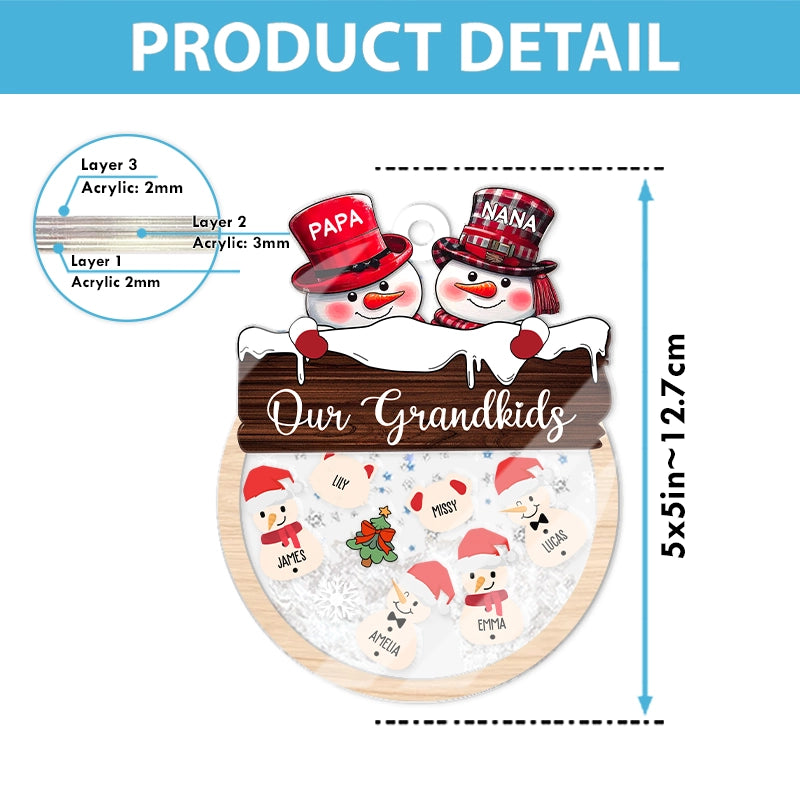Our Grandkids Snowmans - Gift For Grandparents - Personalized 3-Layered Shaker Ornament