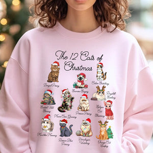 The 12 Cats Of Christmas - Gift For Cat Lovers, Pet Lovers - Personalized Sweatshirt