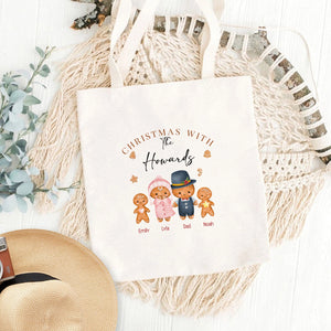 Christmas With Our Family - Gingerbread Family - Personalized Tote Bag
