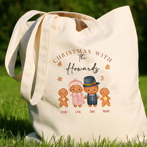 Christmas With Our Family - Gingerbread Family - Personalized Tote Bag