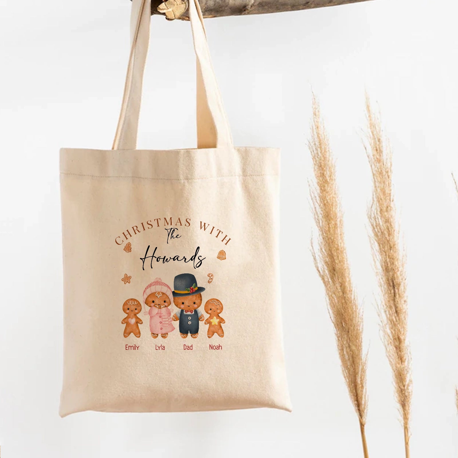 Christmas With Our Family - Gingerbread Family - Personalized Tote Bag