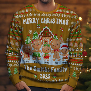 Gingerbread Family - Custom Christmas Family Gift - Personalized Ugly Sweater