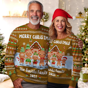 Gingerbread Family - Custom Christmas Family Gift - Personalized Ugly Sweater