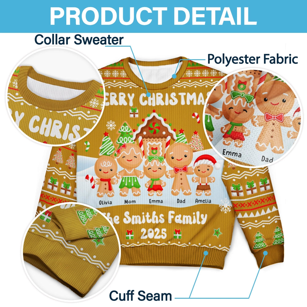 Gingerbread Family - Custom Christmas Family Gift - Personalized Ugly Sweater