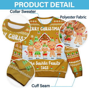 Gingerbread Family - Custom Christmas Family Gift - Personalized Ugly Sweater