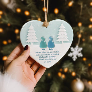 Friendship Sea Glass - Personalized Heart Ceramic Ornament