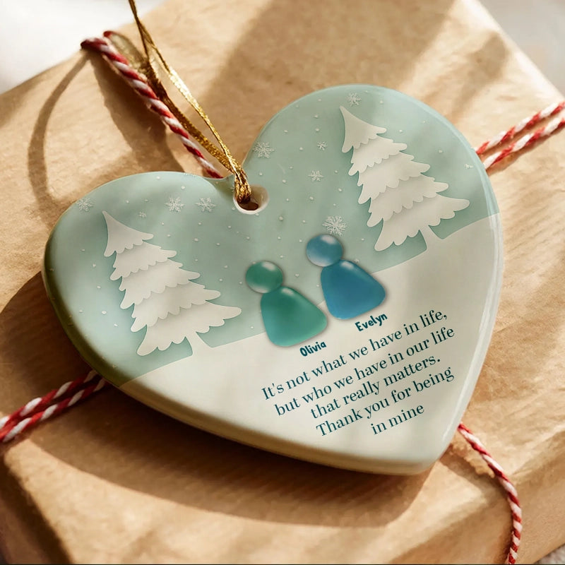 Friendship Sea Glass - Personalized Heart Ceramic Ornament