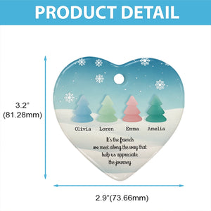 It's The Friends We Meet Along The Way - Sea Glass Friendship - Personalized Heart Ceramic Ornament