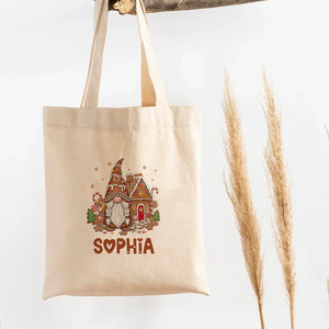 Gnome Gingerbread House - Custom Christmas Gift - Personalized Tote Bag