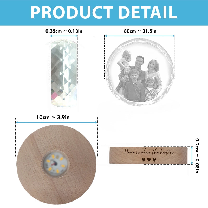 Home Is Where The Heart Is - Personalized Crystal Night Light