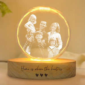 Home Is Where The Heart Is - Personalized Crystal Night Light