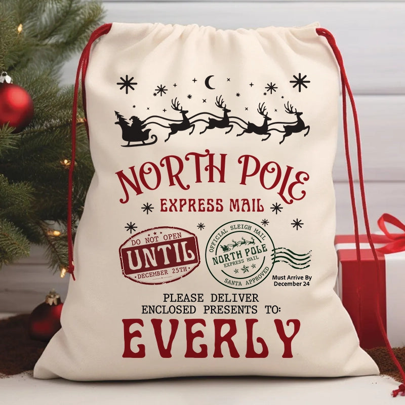 North Pole Express Mail - Christmas Gift For Kids - Personalized Christmas Bag