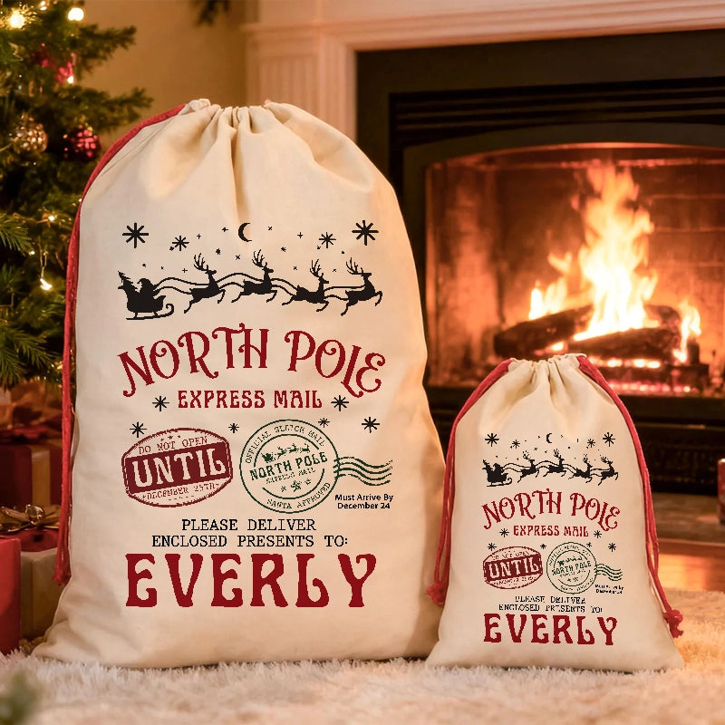 North Pole Express Mail - Christmas Gift For Kids - Personalized Christmas Bag