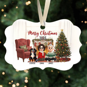 Merry Christmas 2025 - Personalized Medallion Shaped Ceramic Ornament