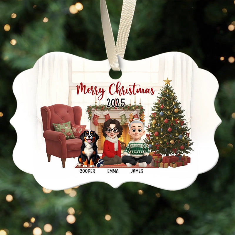 Merry Christmas 2025 - Personalized Medallion Shaped Ceramic Ornament
