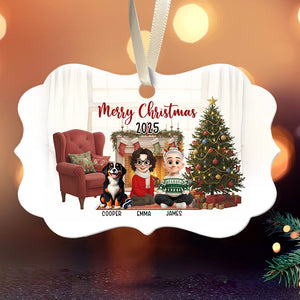 Merry Christmas 2025 - Personalized Medallion Shaped Ceramic Ornament